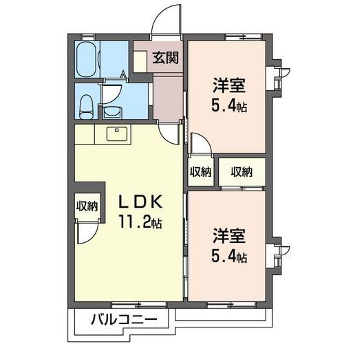 サンモール(2LDK/1階)の間取り写真