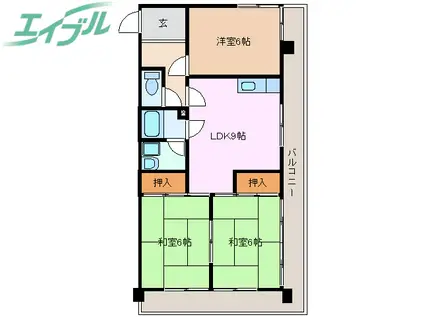 北柿桜マンション(3DK/3階)の間取り写真