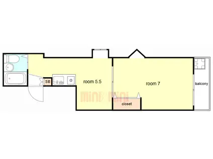 GYM清水が丘(1DK/4階)の間取り写真