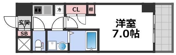 ファーストフィオーレ大阪城イースト(1K/13階)の間取り写真