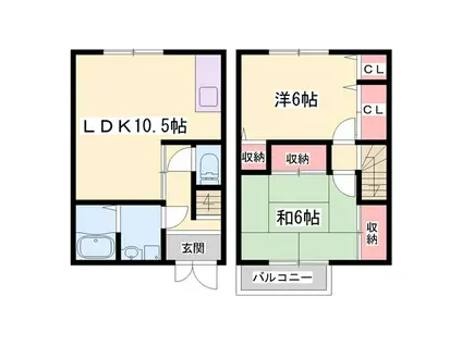 山一ハイツ(2LDK/1階)の間取り写真