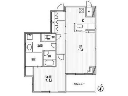 アーデンタワー福島ウエスト(1LDK/7階)の間取り写真