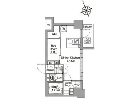 コンフォリア東葛西(1DK/8階)の間取り写真