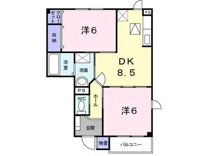 プランドール(2DK/1階)の間取り写真
