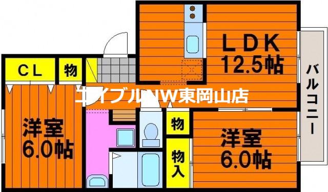 フロリアーデ梅島B(2LDK/2階)の間取り写真