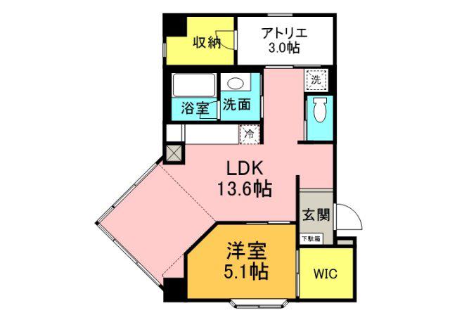 トランコート御幸橋(1SLDK/1階)の間取り写真
