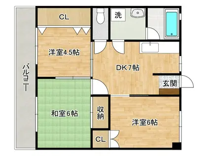 第2中村ビル(3DK/4階)の間取り写真