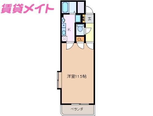 クリスタルハイツ(1K/2階)の間取り写真