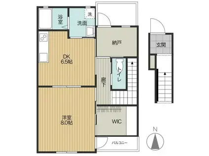 メアリーローズ稲岡(1DK/2階)の間取り写真