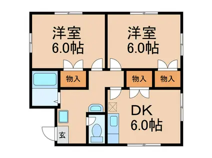 ナカノアパートメント(2DK/2階)の間取り写真