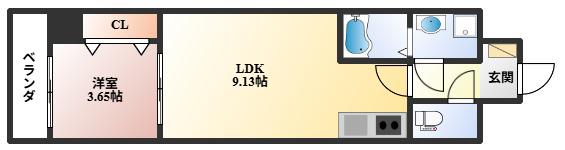 クローバー・メゾン服部(1LDK/5階)の間取り写真