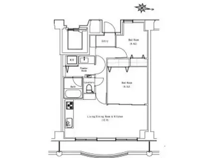 ソサエティ中野富士見町(2LDK/5階)の間取り写真