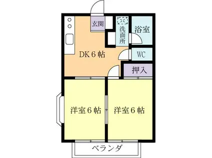 メゾン齊(2DK/1階)の間取り写真