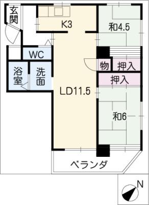 アビタマルフク(2LDK/4階)の間取り写真