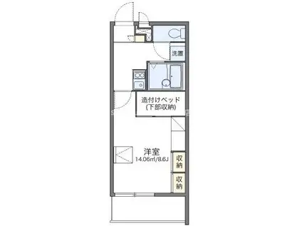 レオパレスリバーサイドイン千星(1K/2階)の間取り写真