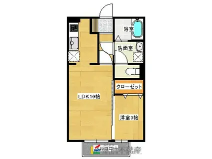 ＪＲ長崎本線 鍋島駅 徒歩20分 2階建 築16年(1LDK/1階)の間取り写真