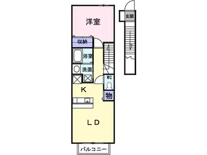 アルコバレーノII(1LDK/2階)の間取り写真