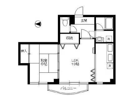 チョコレートヒルズ古河(1LDK/2階)の間取り写真