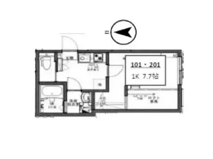 KEIAI RESIDENCE 上尾III(1K/1階)の間取り写真