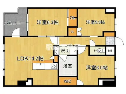 S-RESIDENCE伊都ATTIRAN(3LDK/11階)の間取り写真