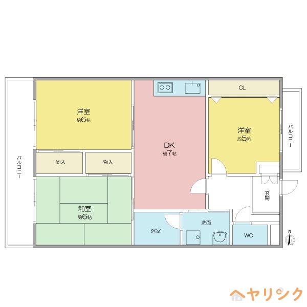 ぴあはくさん(3DK/4階)の間取り写真