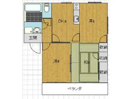 フレグランス上ヶ丸(3DK/2階)の間取り写真
