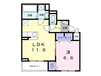 コンパル・りんくう(1LDK/2階)の間取り写真