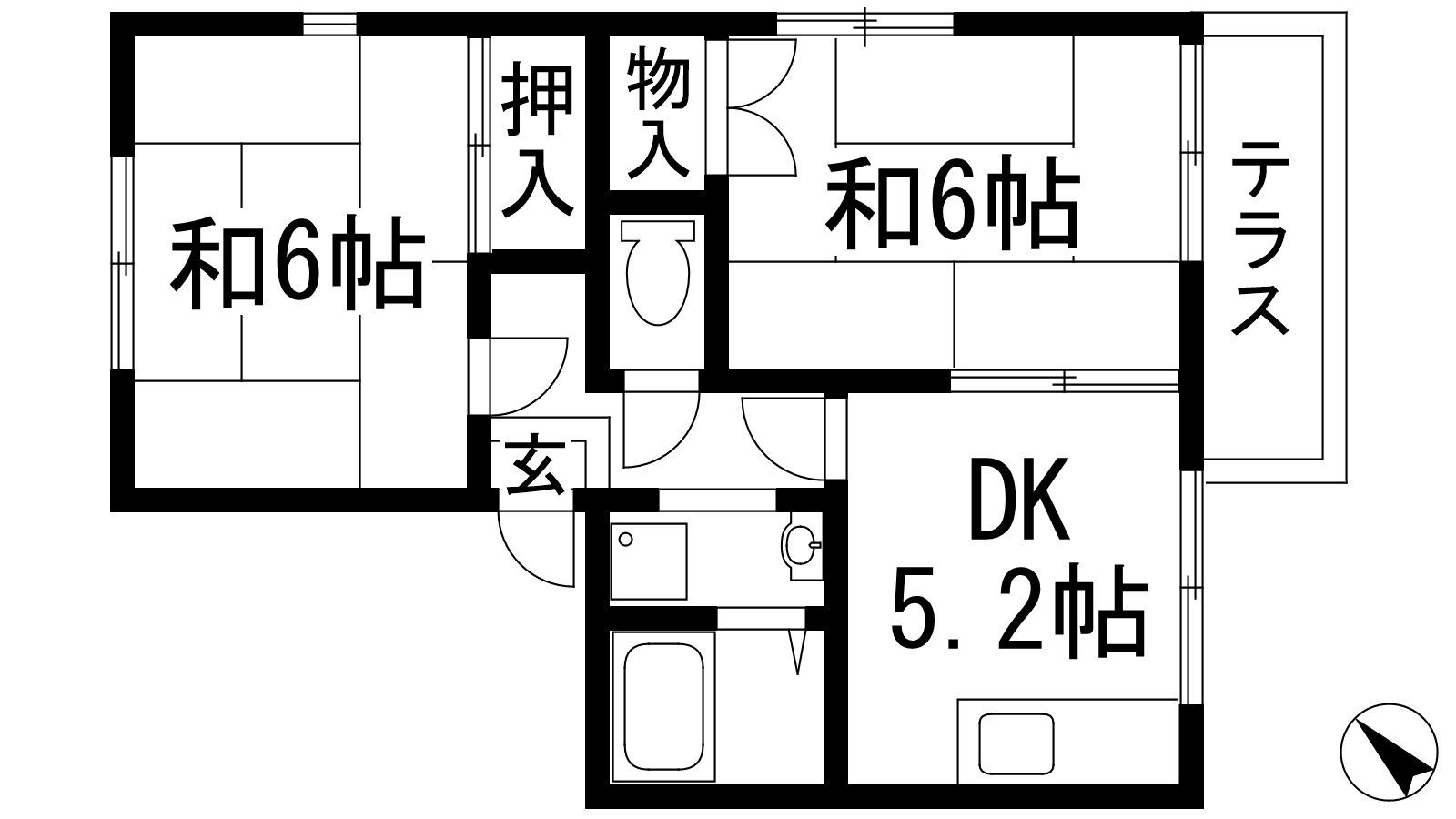 エクセルコート安倉(2DK/1階)の間取り写真