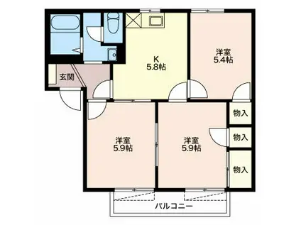 3POINT A(3K/1階)の間取り写真