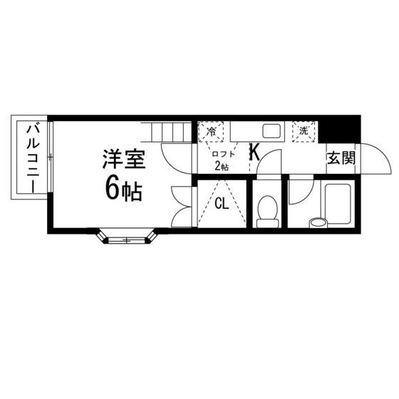 クロスロード旭ヶ丘(1K/1階)の間取り写真