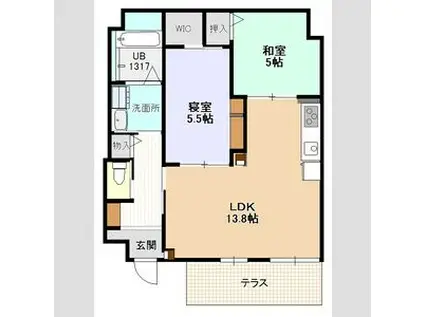 ラ・キャッスル小田井(2LDK/1階)の間取り写真