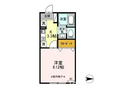 マイルド C(1K/2階)の間取り写真