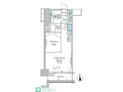 パークアクシス新宿百人町(1LDK/5階)の間取り写真