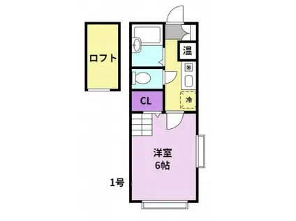 パンシオンヴィラ A棟(1K/2階)の間取り写真