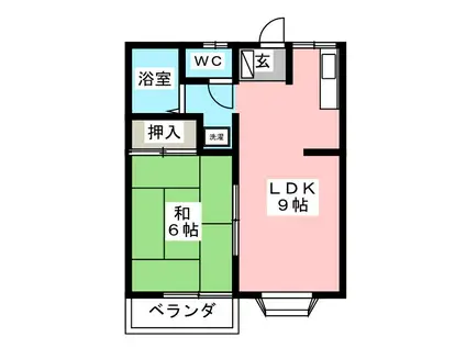 ダイアヒルズ(1LDK/2階)の間取り写真