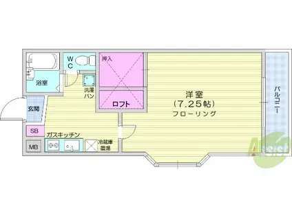 花壇ハイツ(1K/1階)の間取り写真