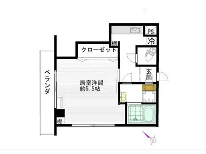 アーバン四季(1K/2階)の間取り写真