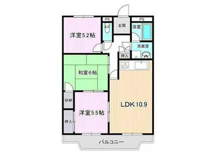 新栄プロパティー太子(3LDK/2階)の間取り写真