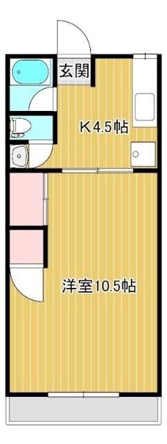パステルII(1K/2階)の間取り写真