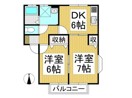 コーポ小池 II(2DK/1階)の間取り写真