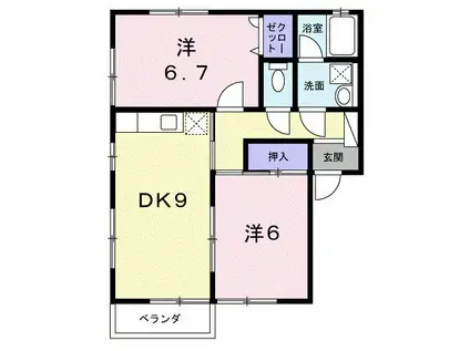 グリーンベル(2DK/2階)の間取り写真