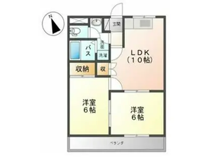 シャルマンハウス(2LDK/2階)の間取り写真