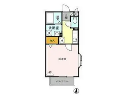 パセオティグル(1K/2階)の間取り写真