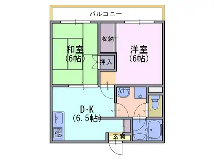 シャトー小西(2DK/3階)の間取り写真