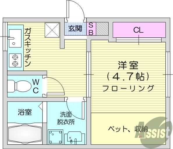 中野ハイツB(1K/2階)の間取り写真