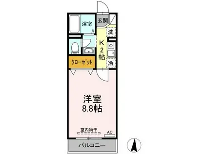 フラッツ西落合(1K/1階)の間取り写真