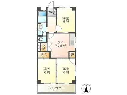 マンション光A棟(3DK/4階)の間取り写真
