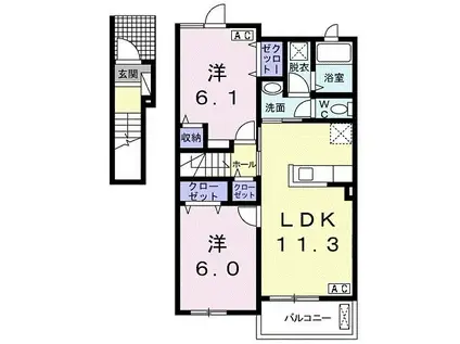 サンハイツ小城(2LDK/2階)の間取り写真
