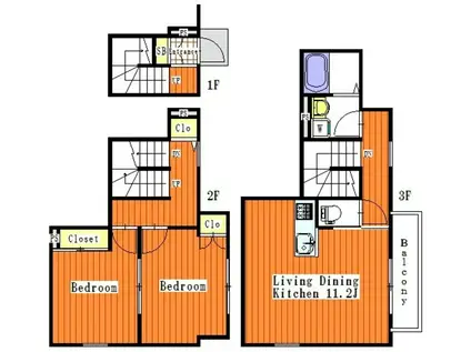 COMFORT西新井(2LDK/1階)の間取り写真