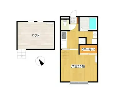 ソレイユ倉敷川(1K/2階)の間取り写真